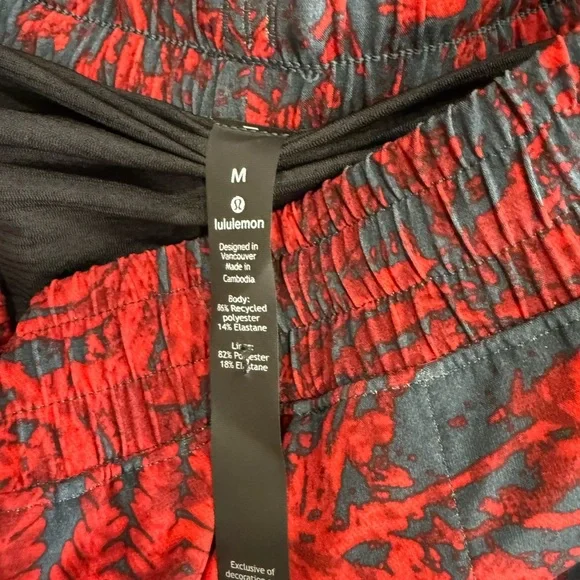 Lululemon Bold Red and Black Patterned Shorts - Picture 4 of 5